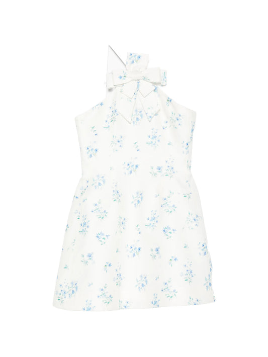 floral-print bow-detail mini dress