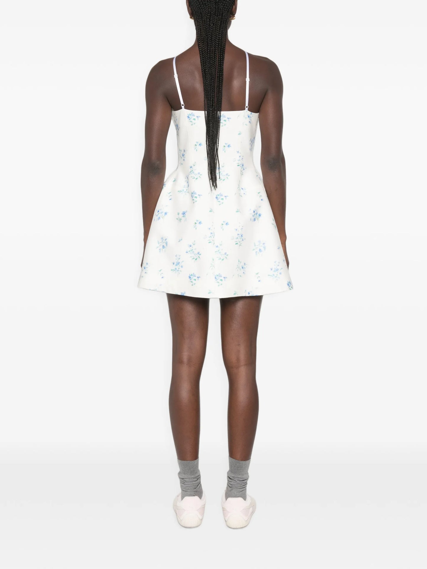 floral-print bow-detail mini dress
