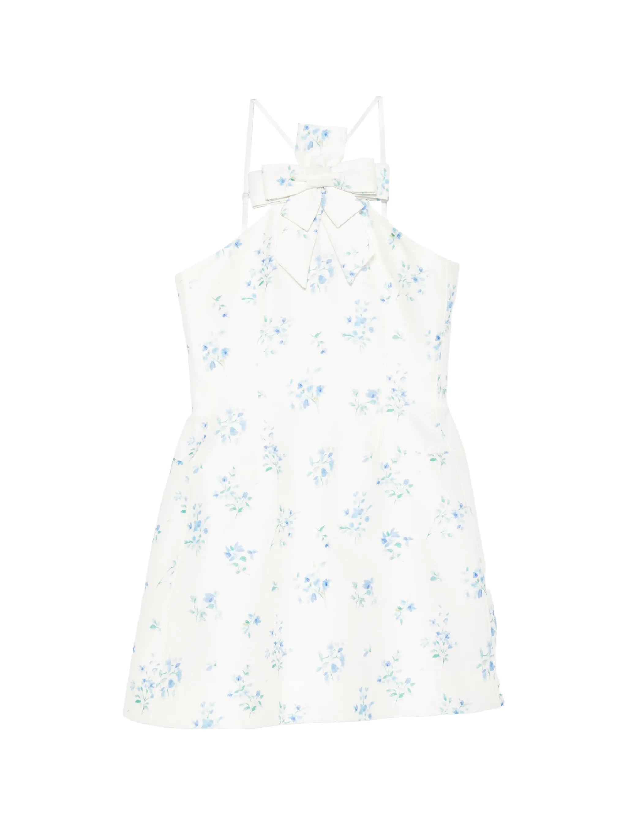 floral-print bow-detail mini dress