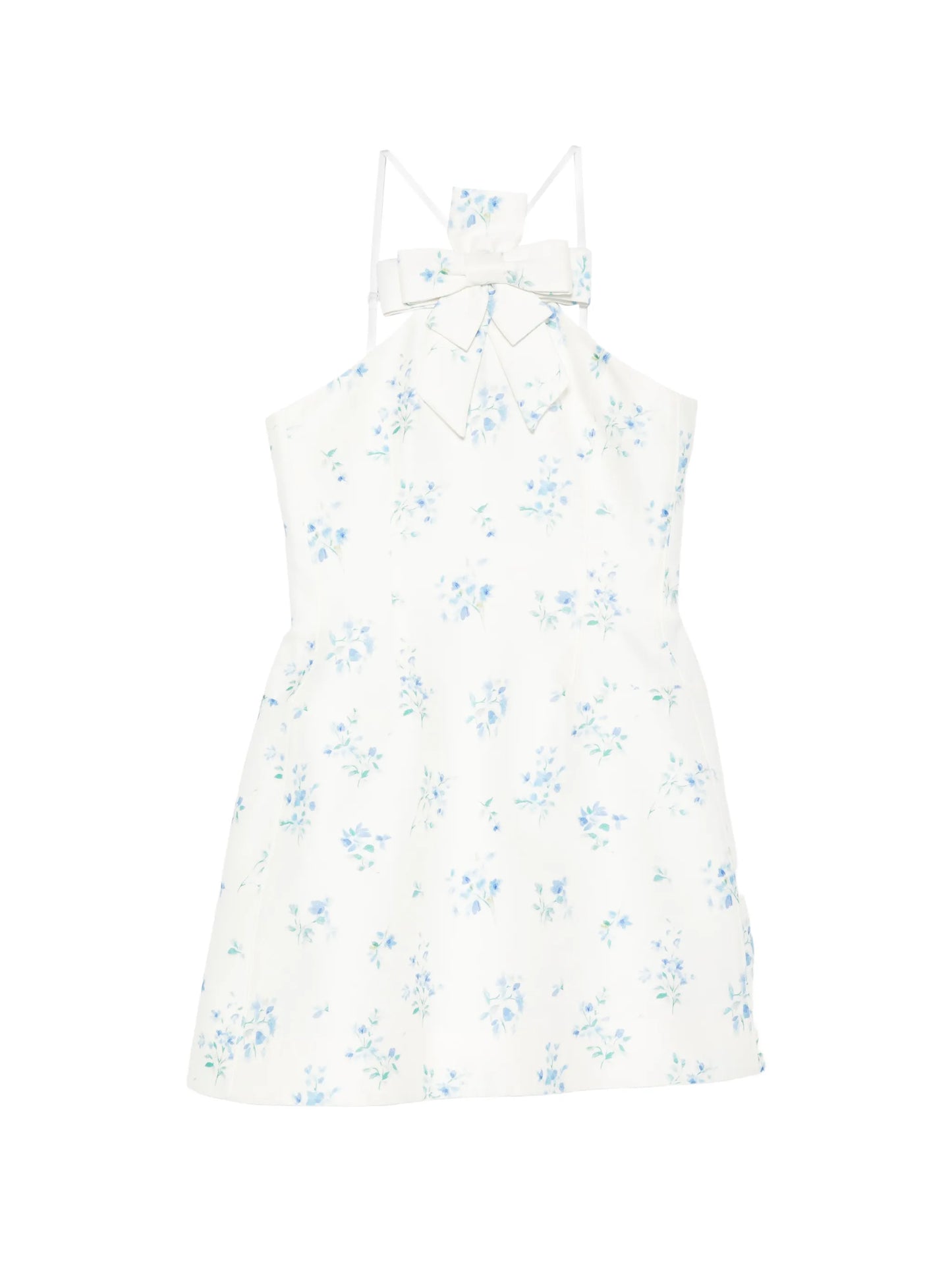 floral-print bow-detail mini dress
