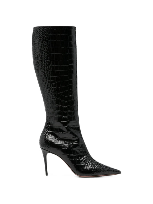 Vera crocodile-effect leather  boots