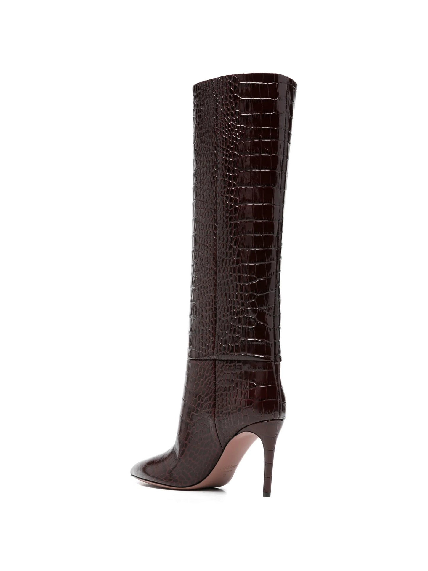 croc-effect knee-high boots
