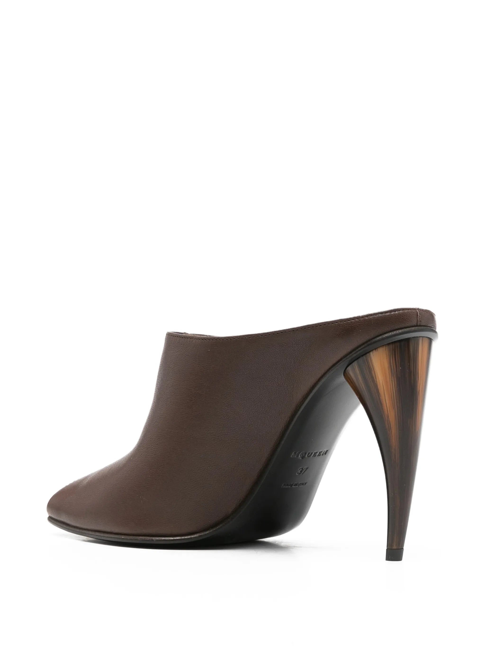 peep-toe leather mules