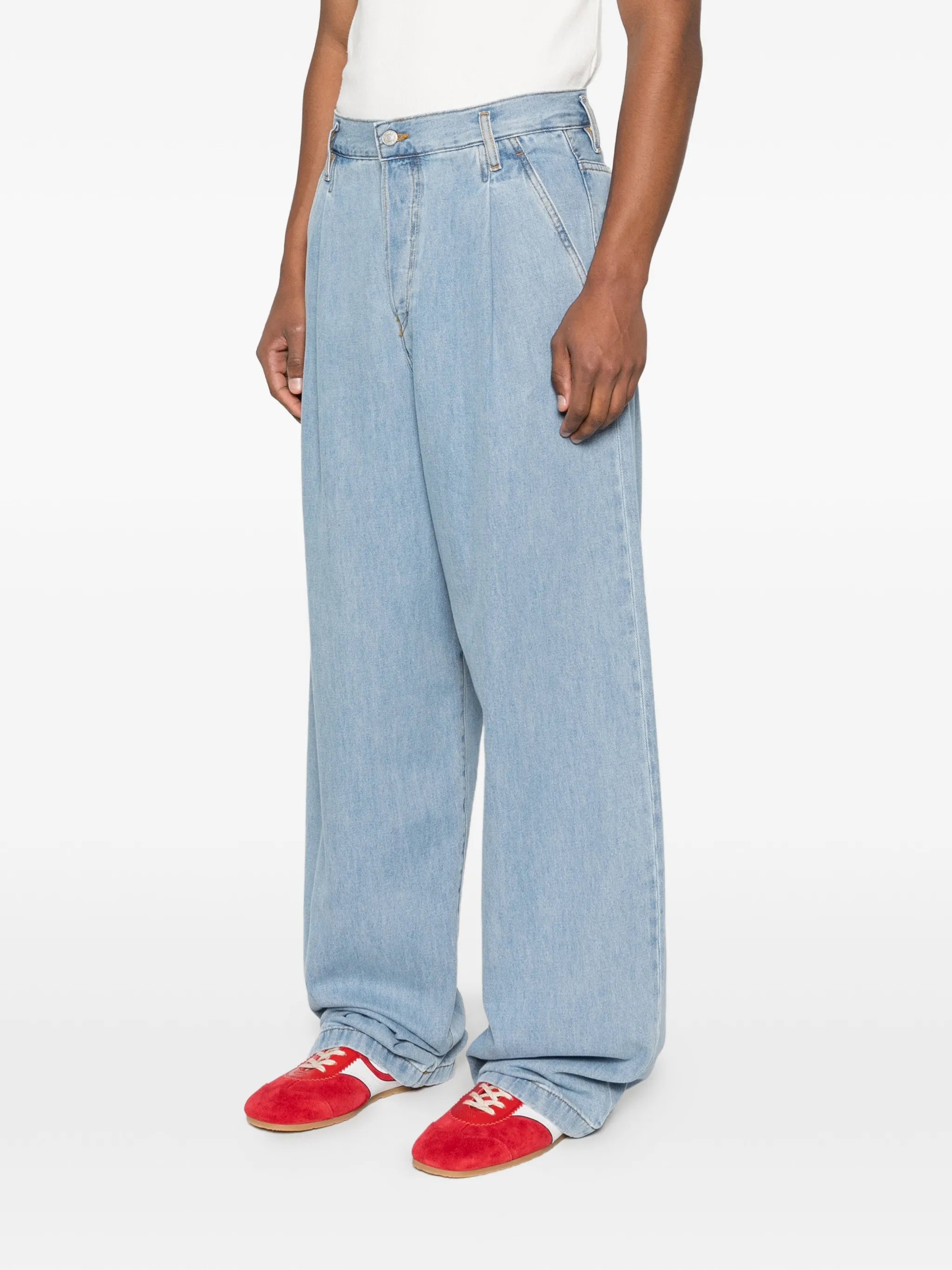 Penning pleated wide-leg jeans