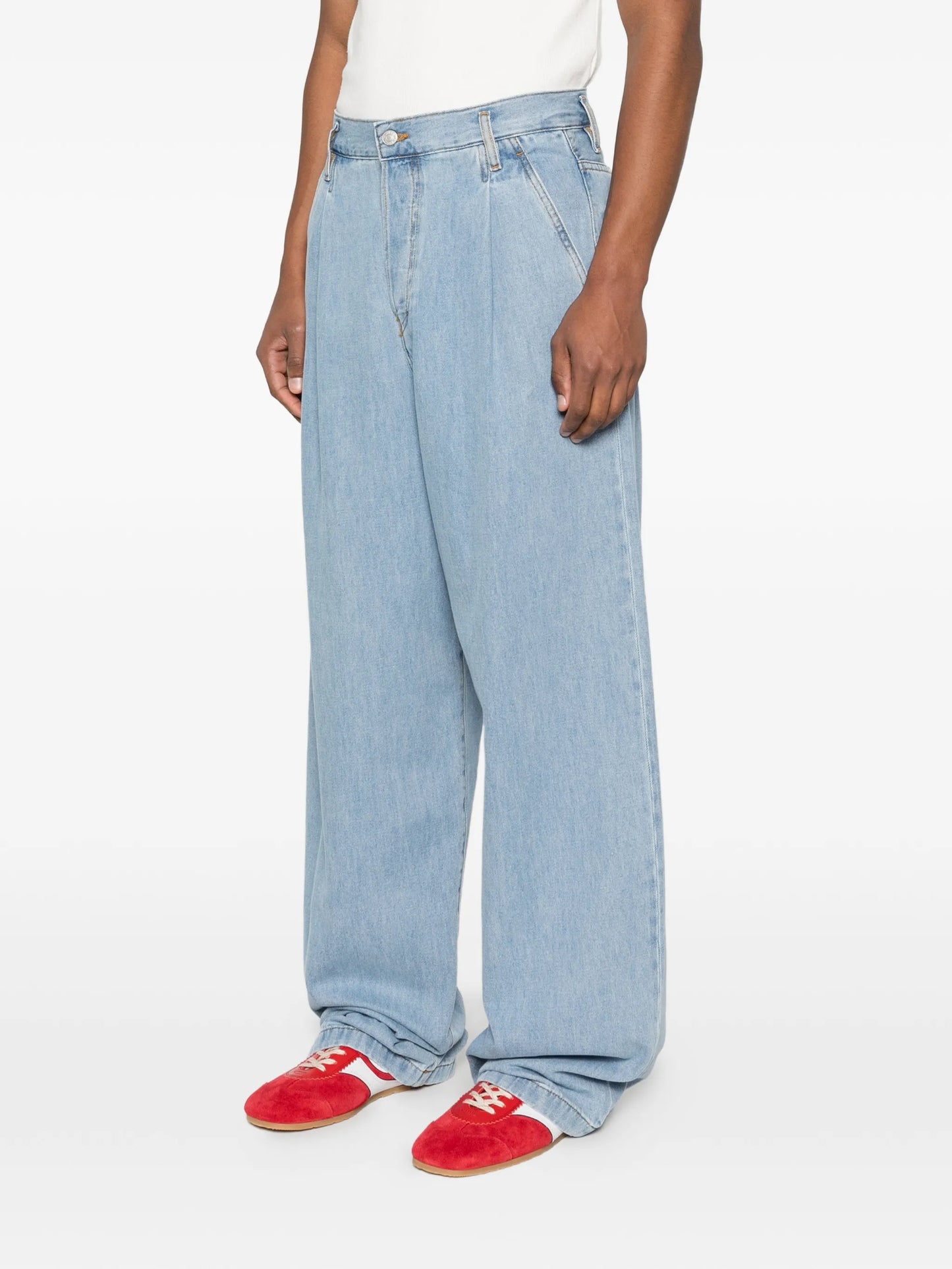 Penning pleated wide-leg jeans