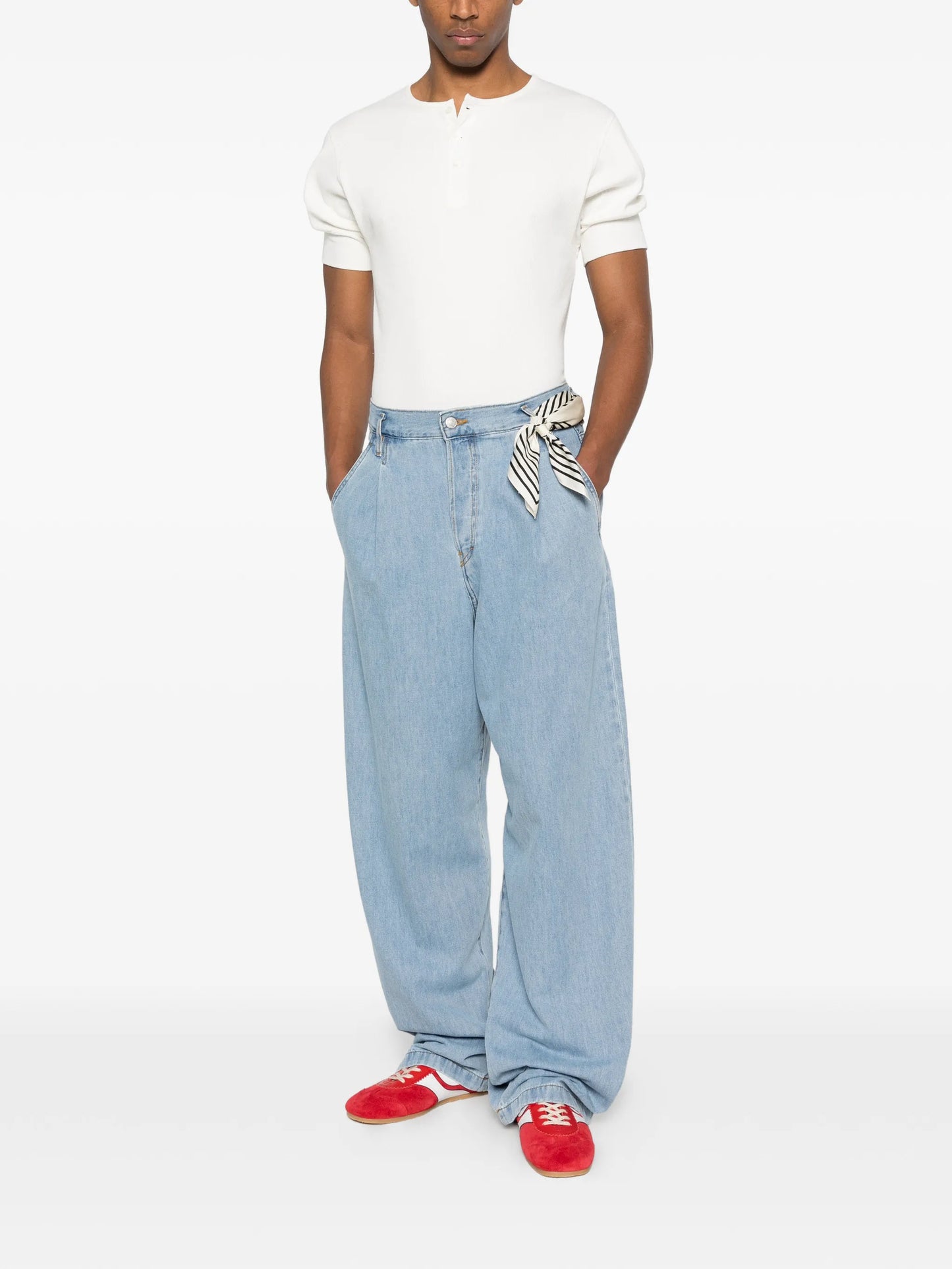 Penning pleated wide-leg jeans