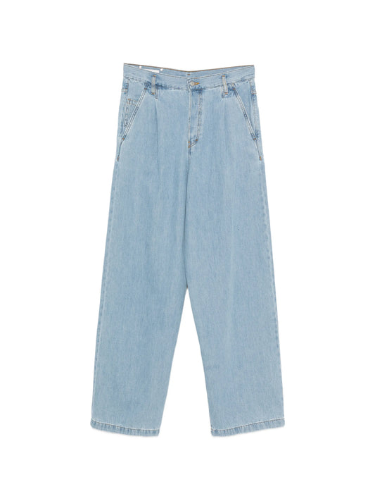 Penning pleated wide-leg jeans