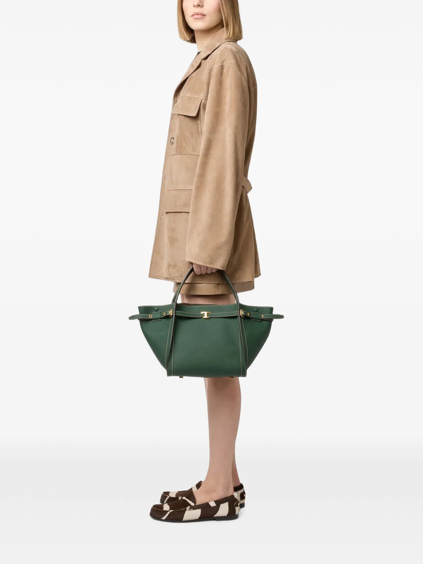 small leather shopping tote bag