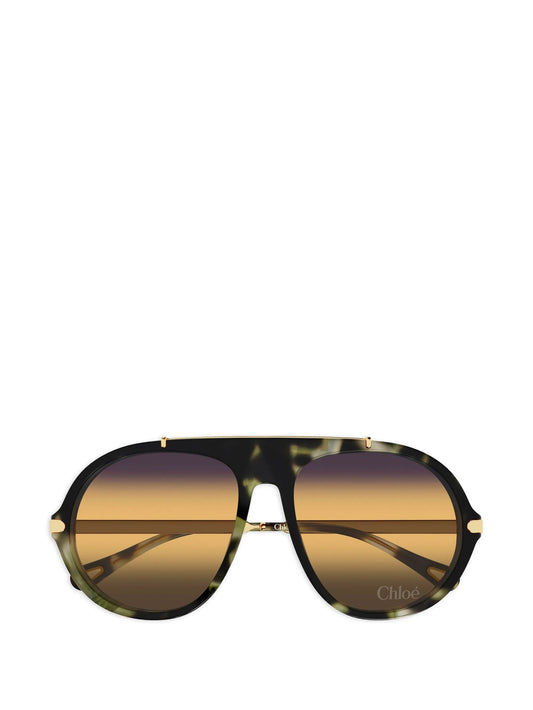 tortoiseshell-effect pilot-frame sunglasses