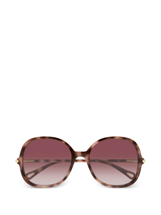 tortoiseshell-effect round-frame sunglasses