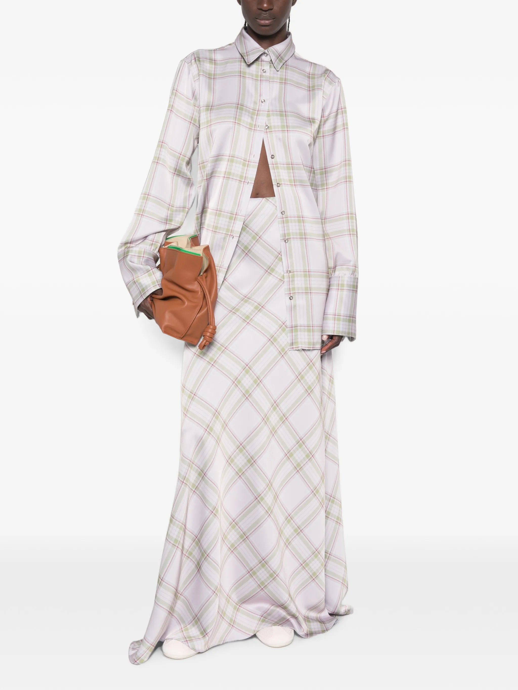 tartan-pattern maxi skirt