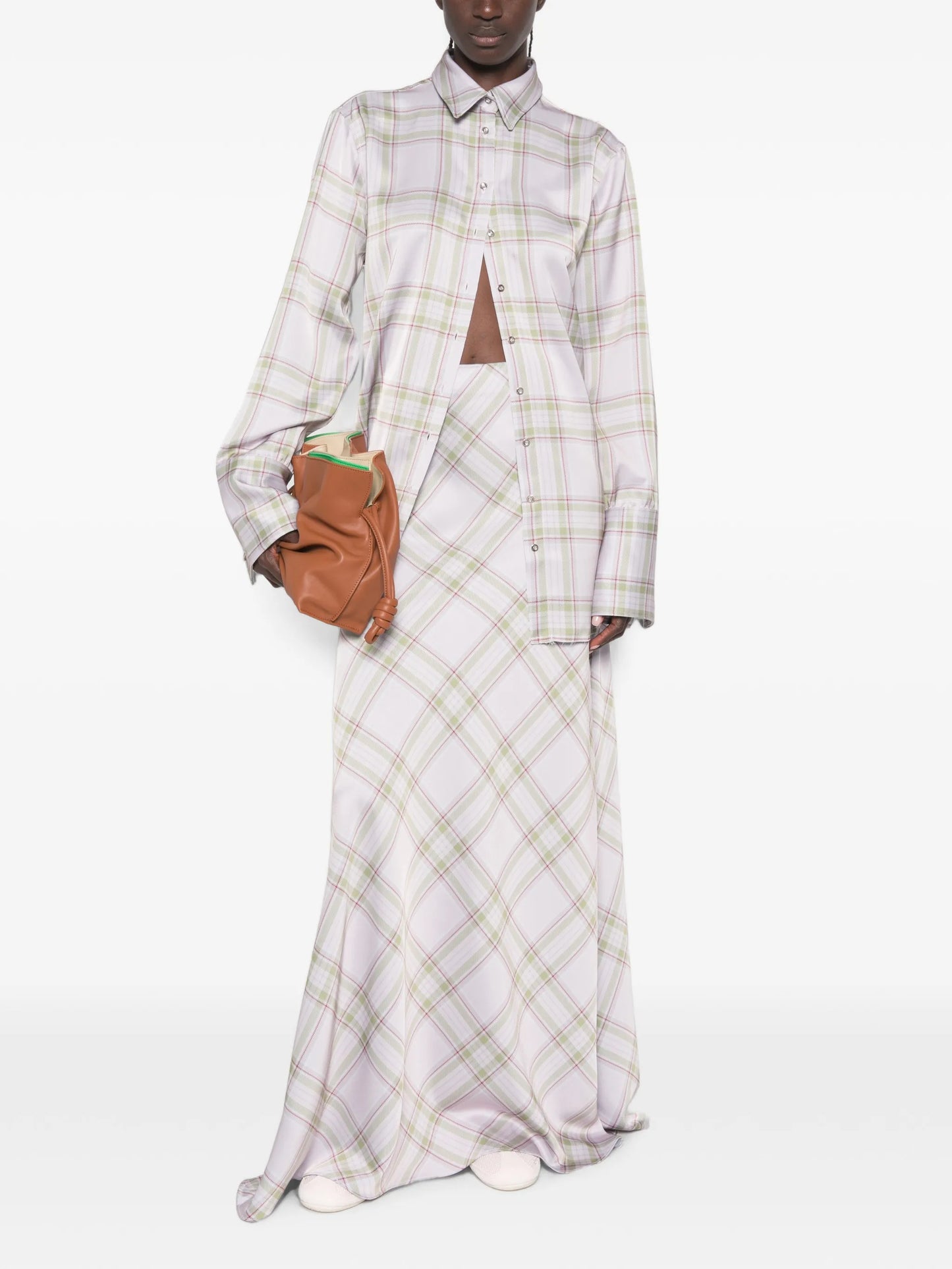 tartan-pattern maxi skirt