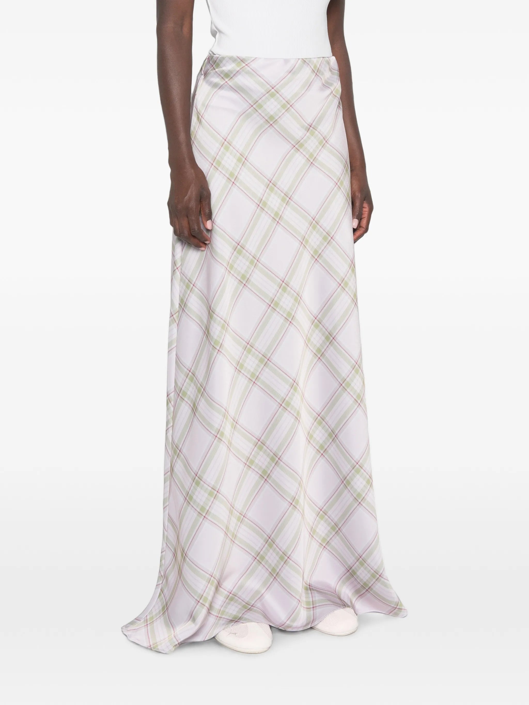 tartan-pattern maxi skirt