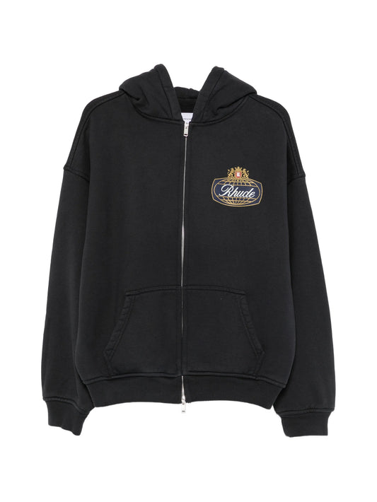 logo-print zip-up hoodie