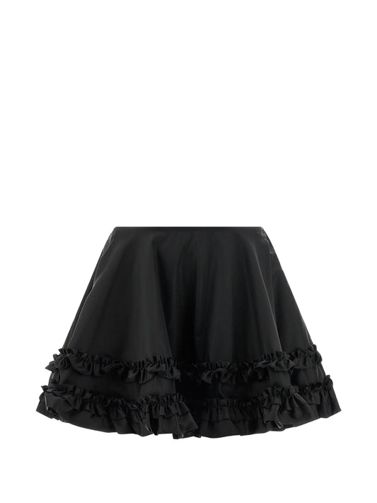 ruffled flared mini skirt