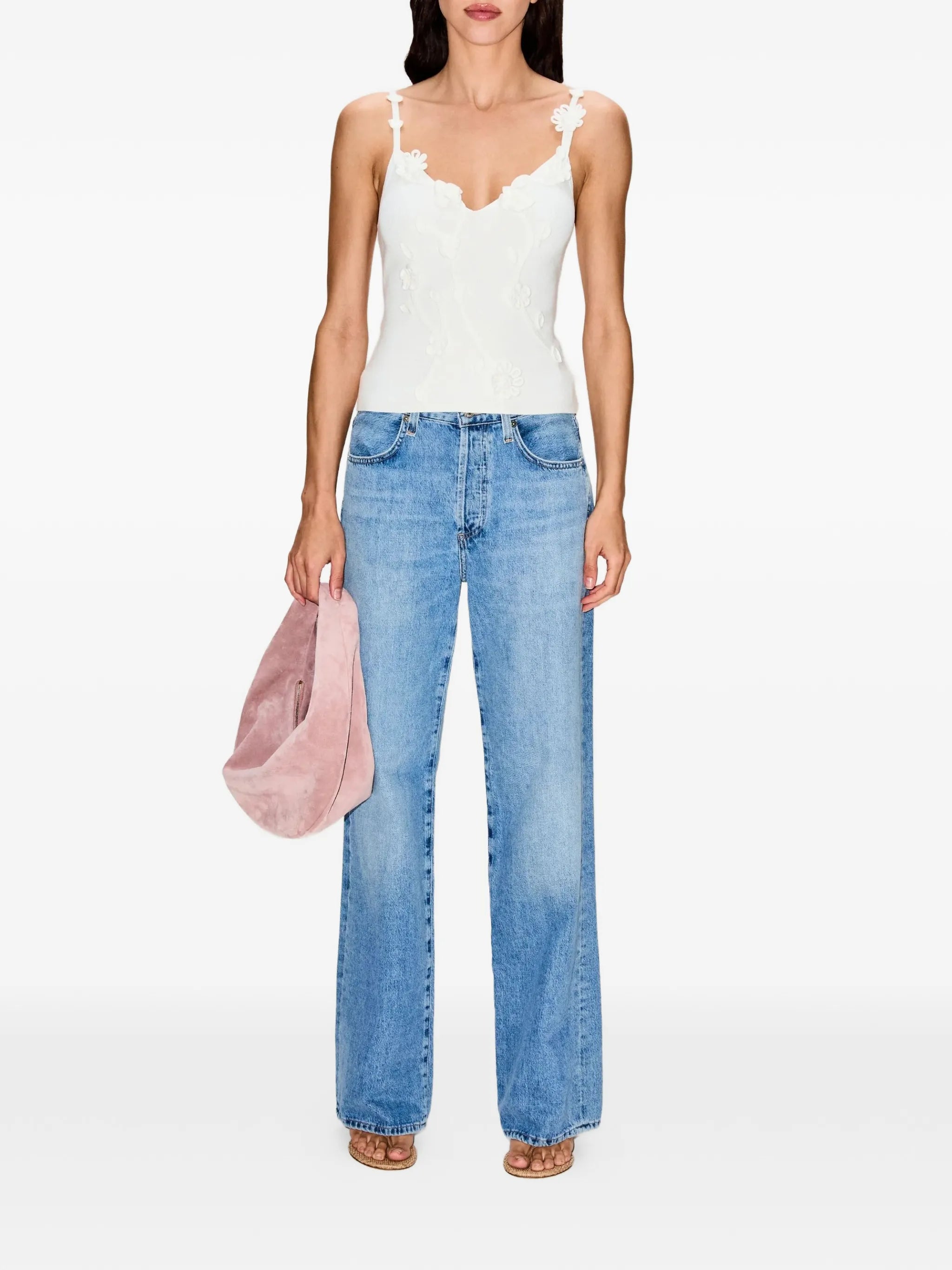 Emiliana floral-appliqué top