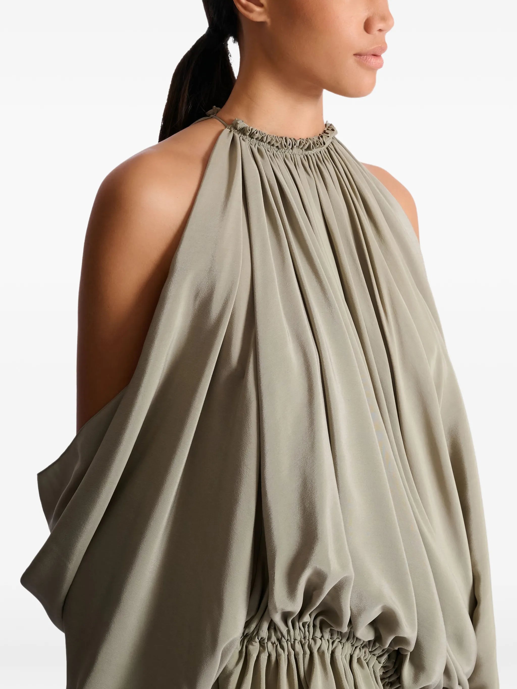 draped silk crepe mini dress