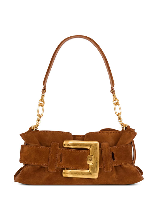 min Anthem buckle suede leather clutch bag