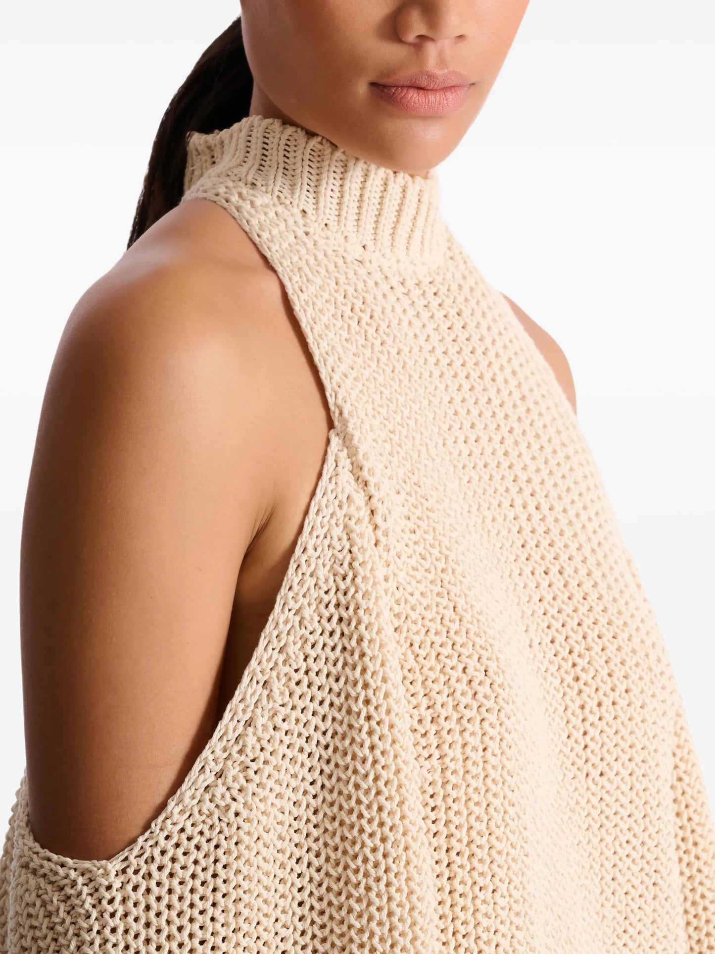 cotton knit open-shoulder jumper