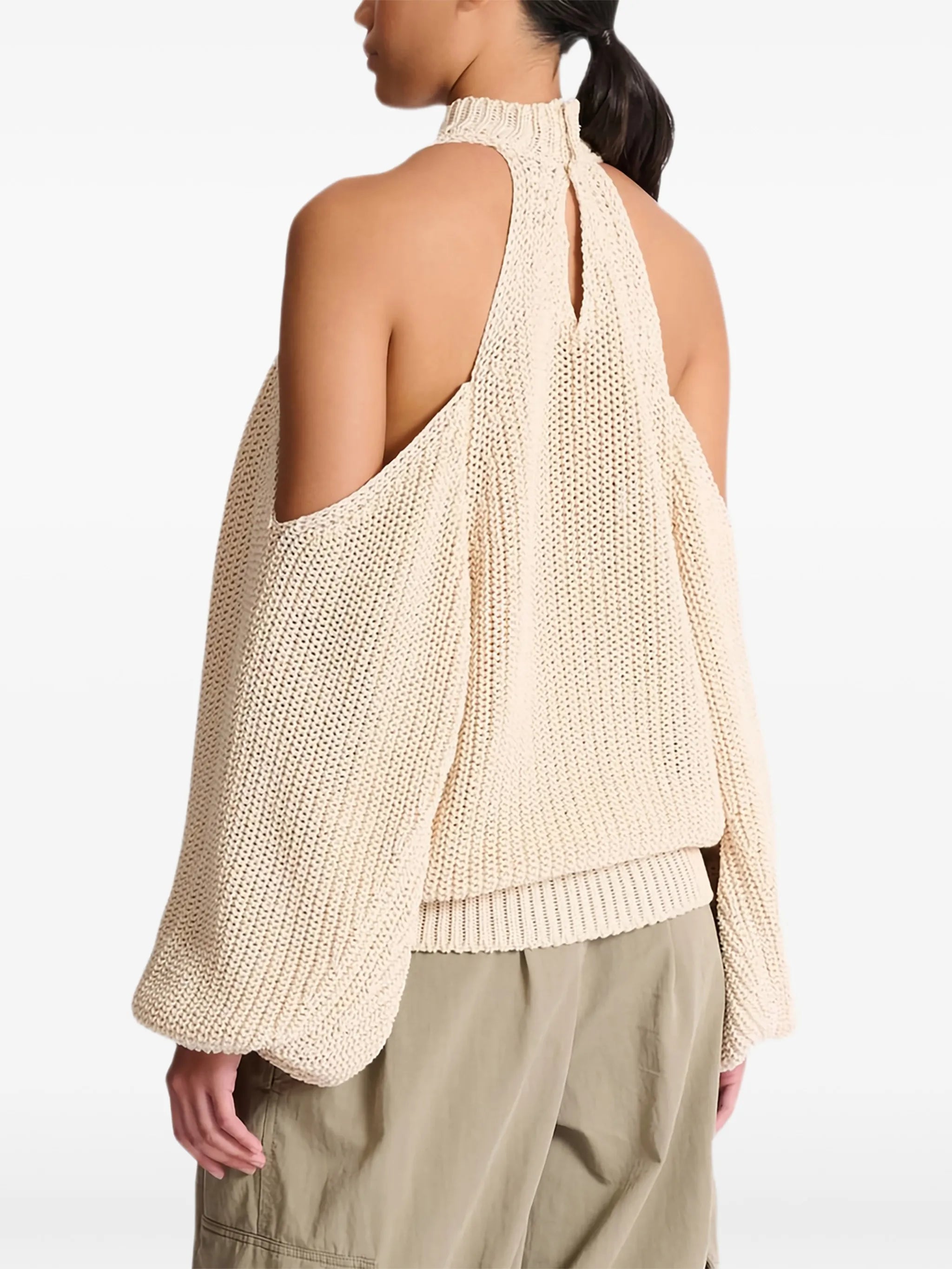 open-shoulder sweater