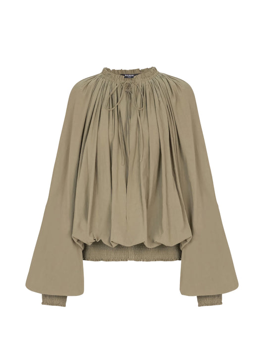 balloon-sleeve blouse
