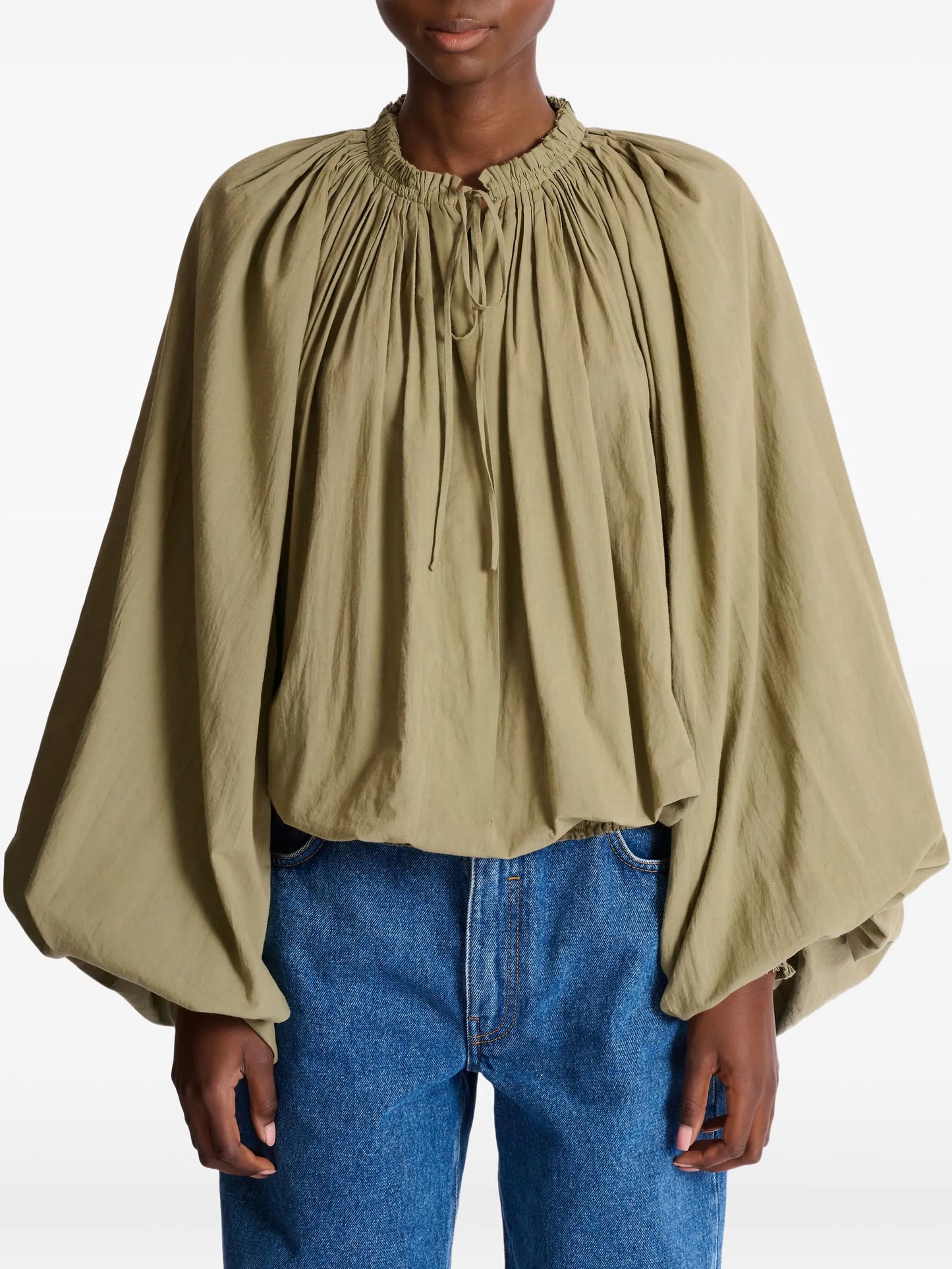 balloon-sleeve blouse