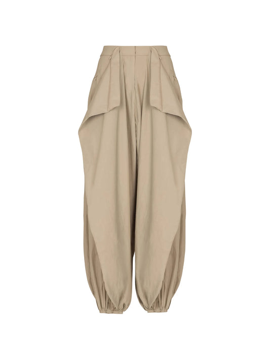 beige tapered trousers