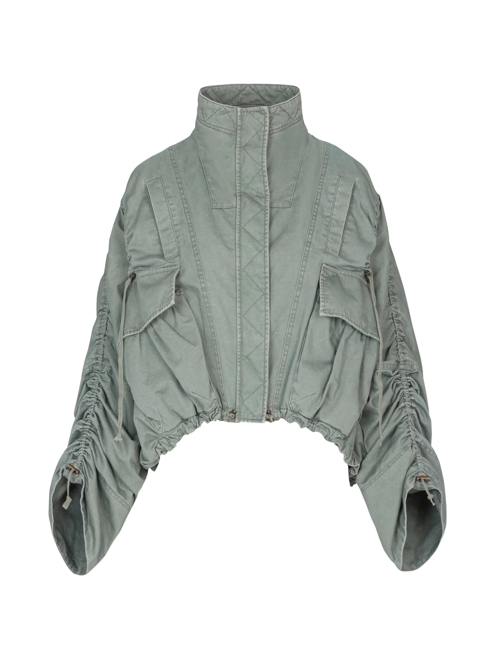 pockets gathered-sleeve jacket