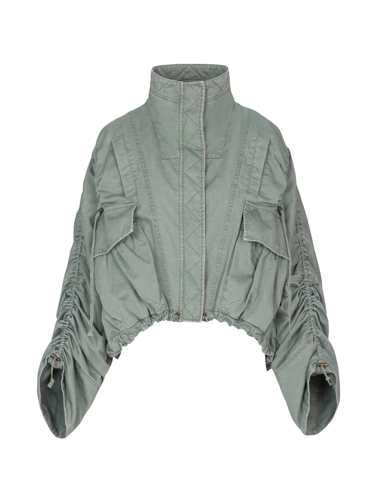 pockets gathered-sleeve jacket