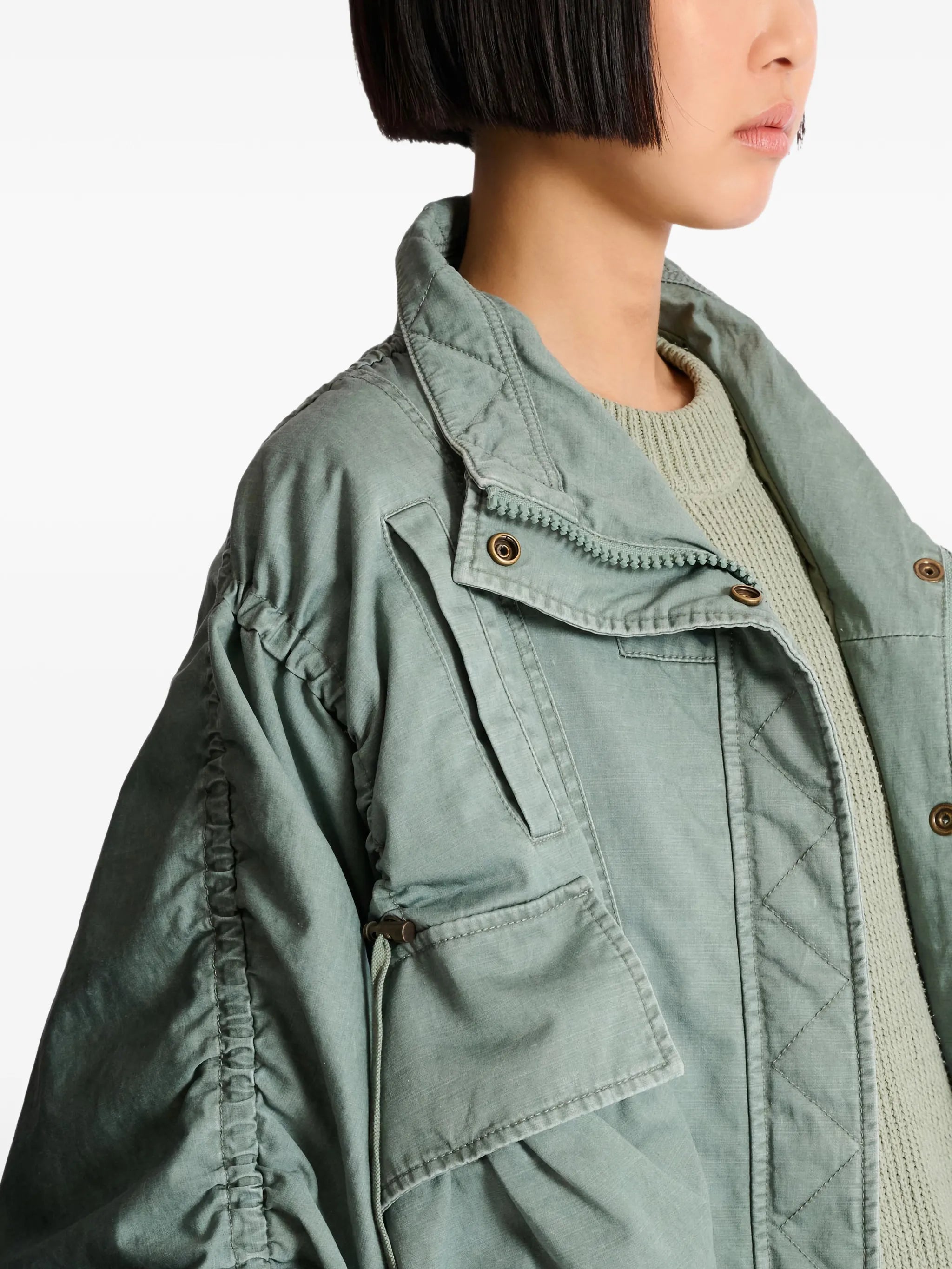 pockets gathered-sleeve jacket