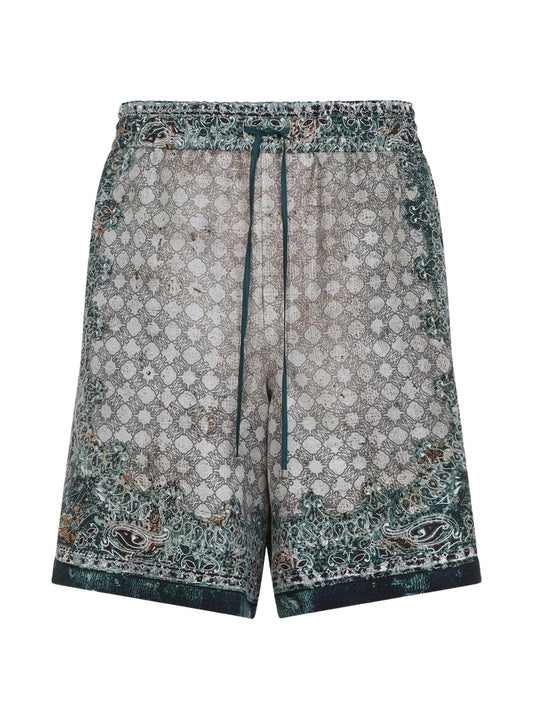 paisley print drawstring shorts