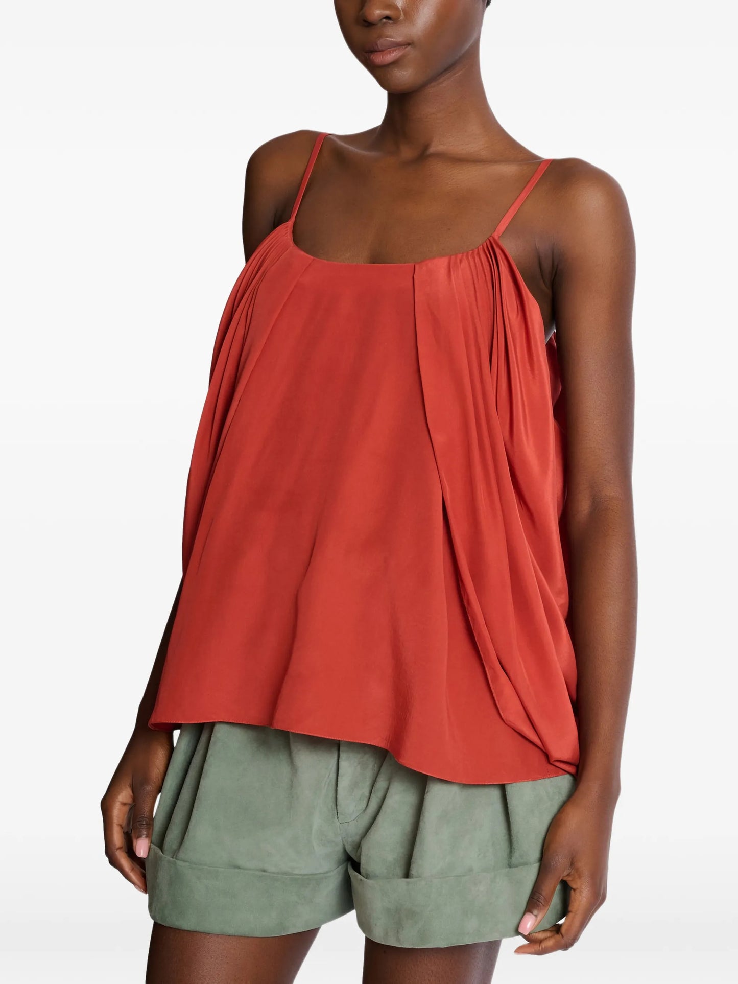 draped silk crepe top