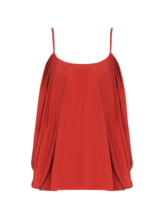 draped silk crepe top