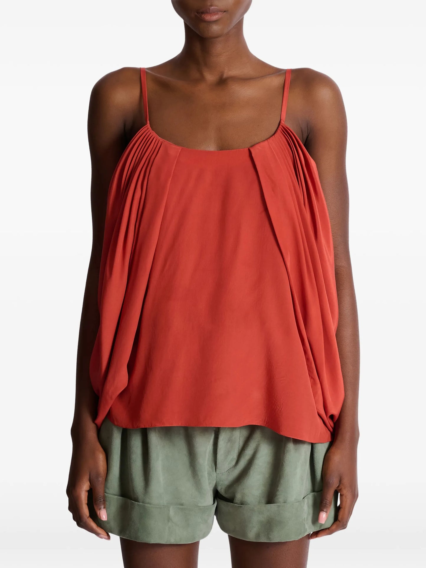 draped silk crepe top