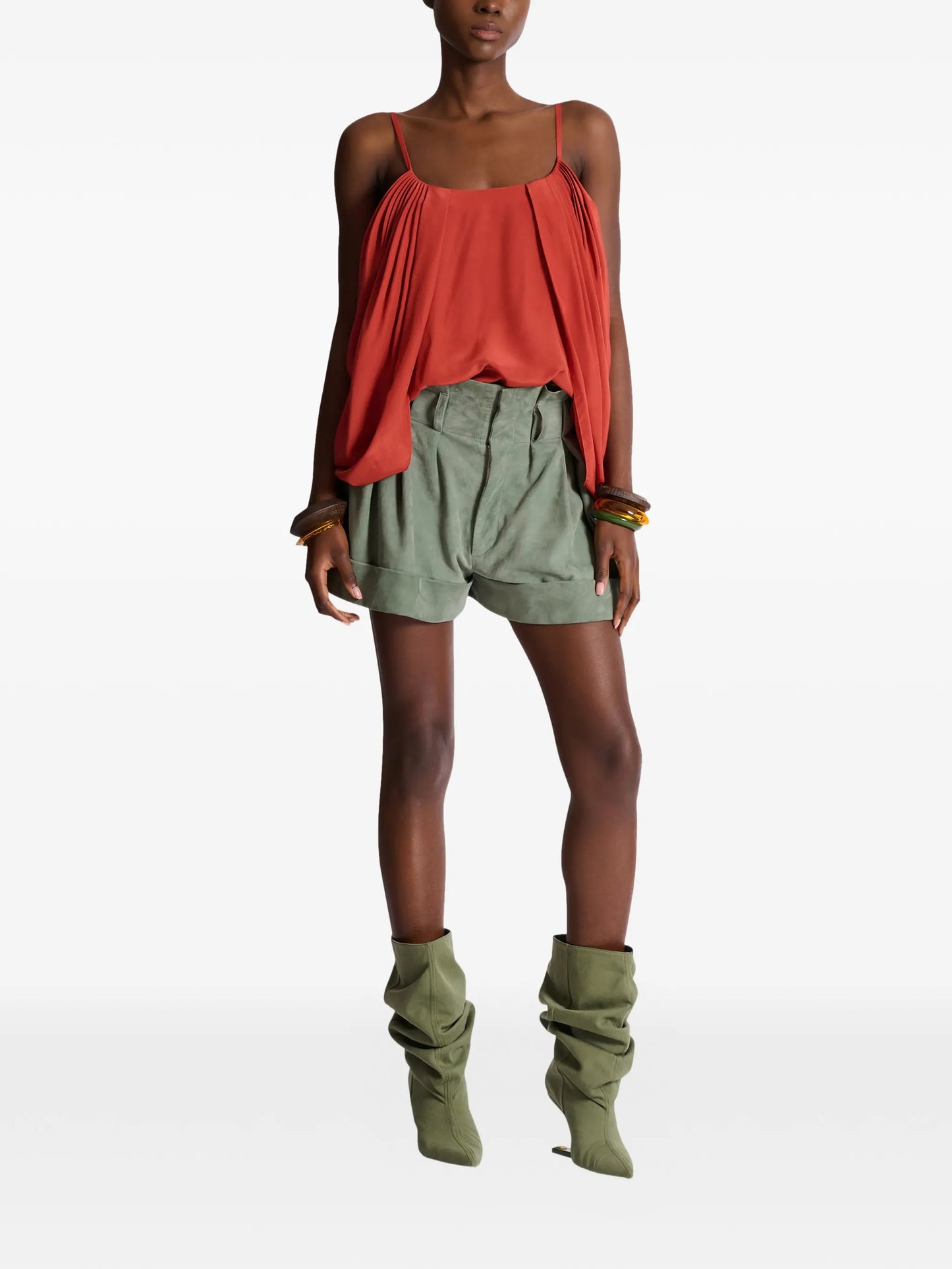 draped silk crepe top