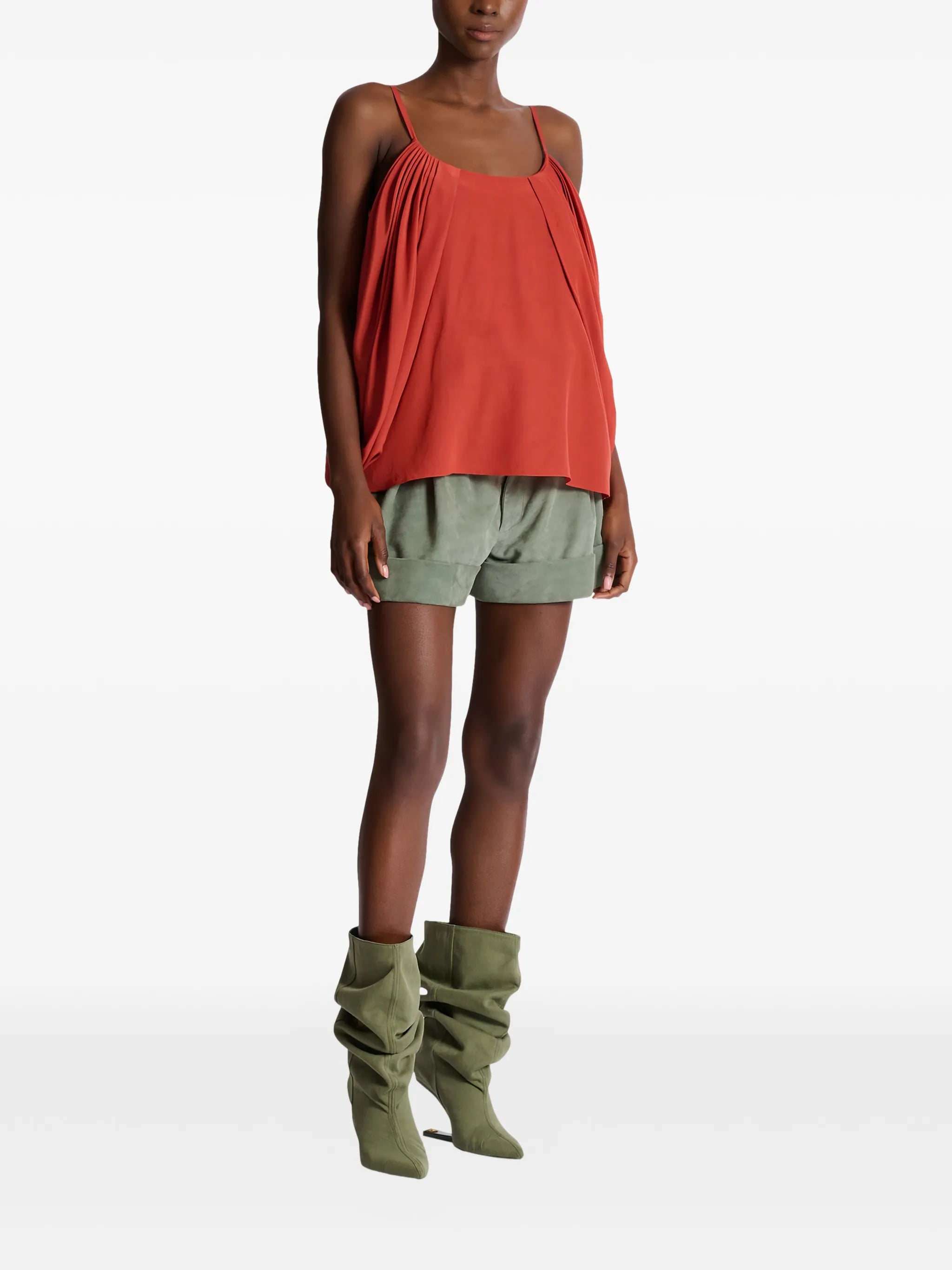 draped silk crepe top