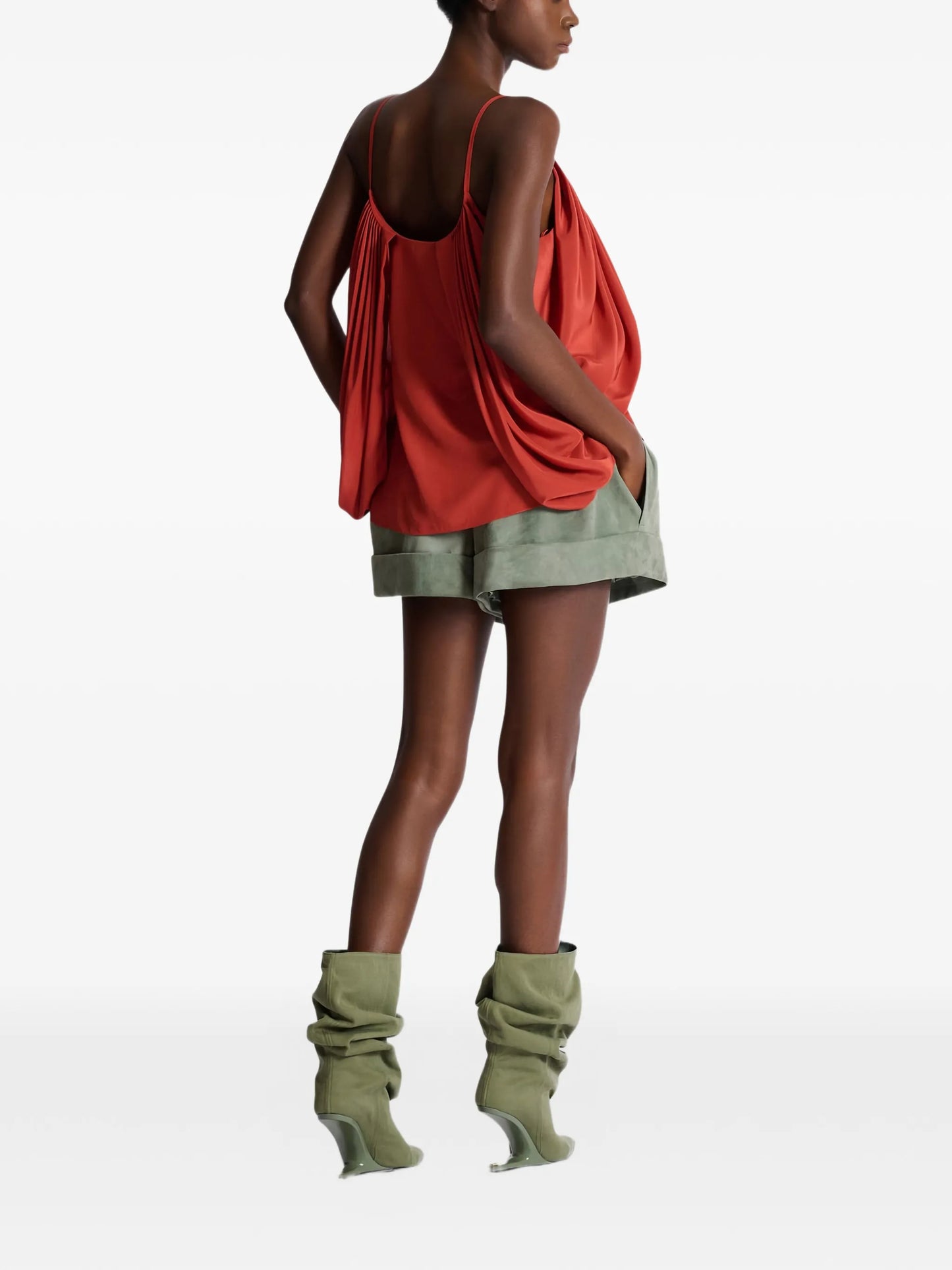 draped silk crepe top