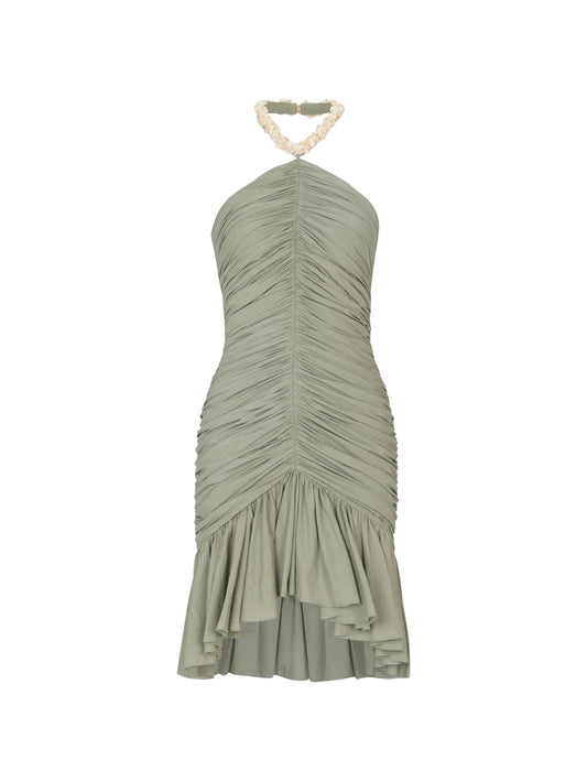 draped mini dress