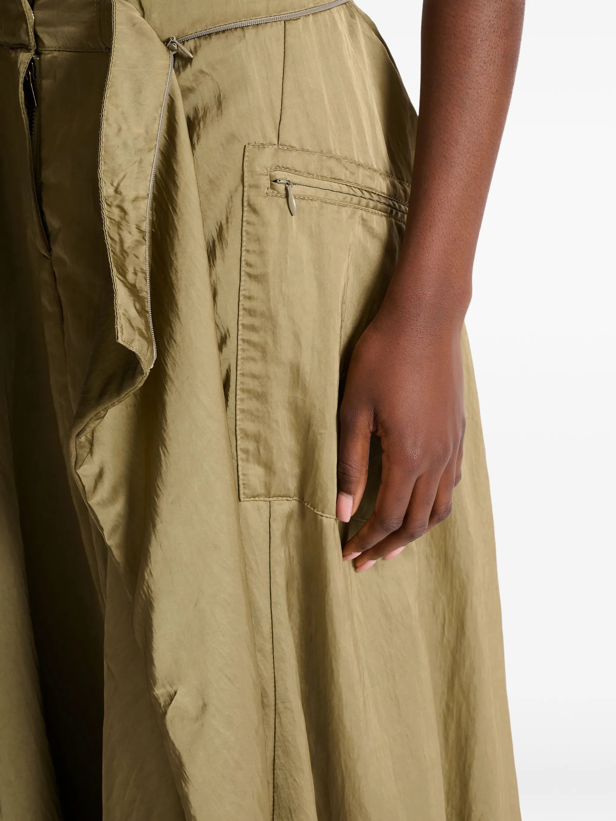 satin-finish trousers