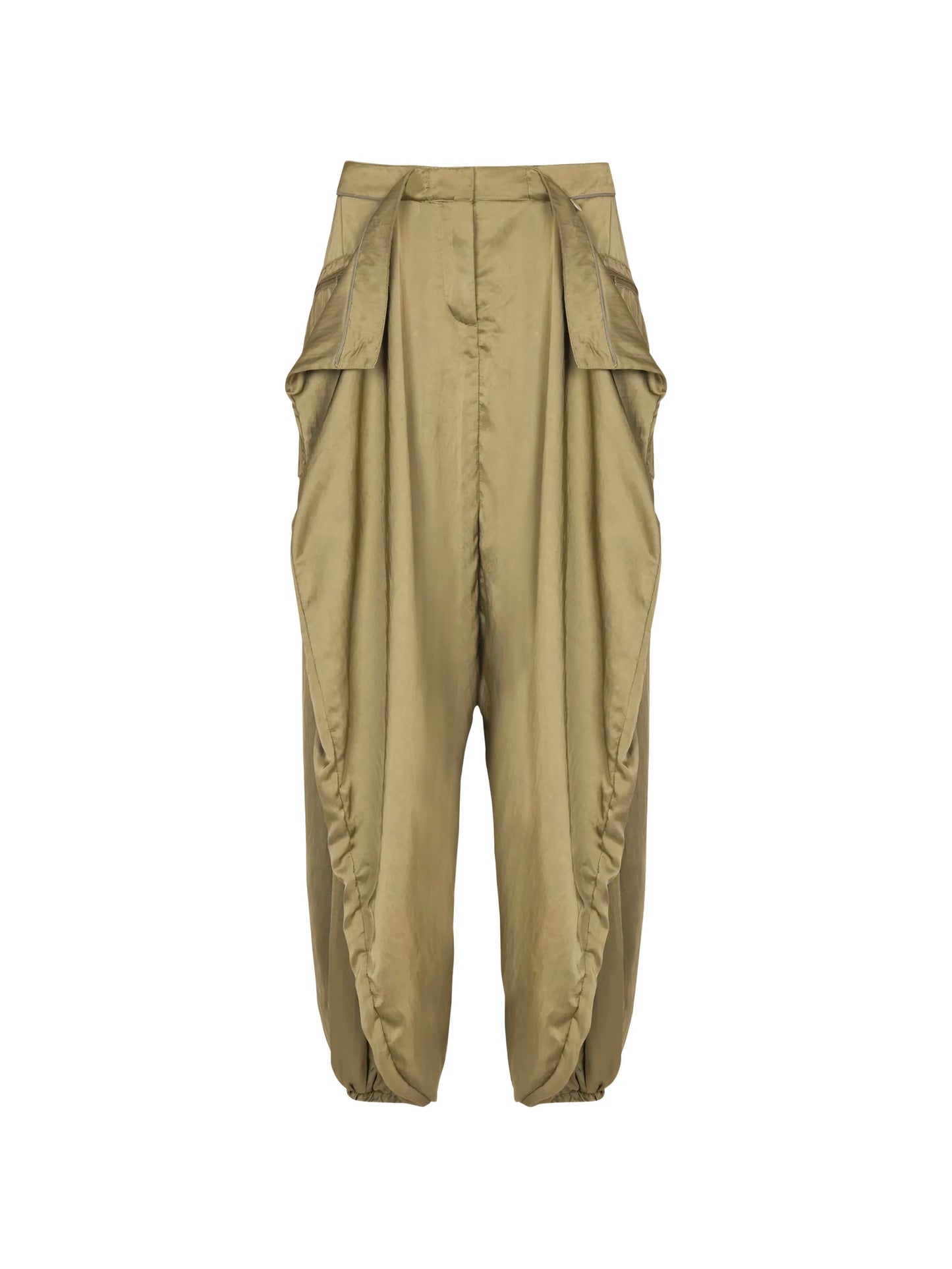 satin-finish trousers