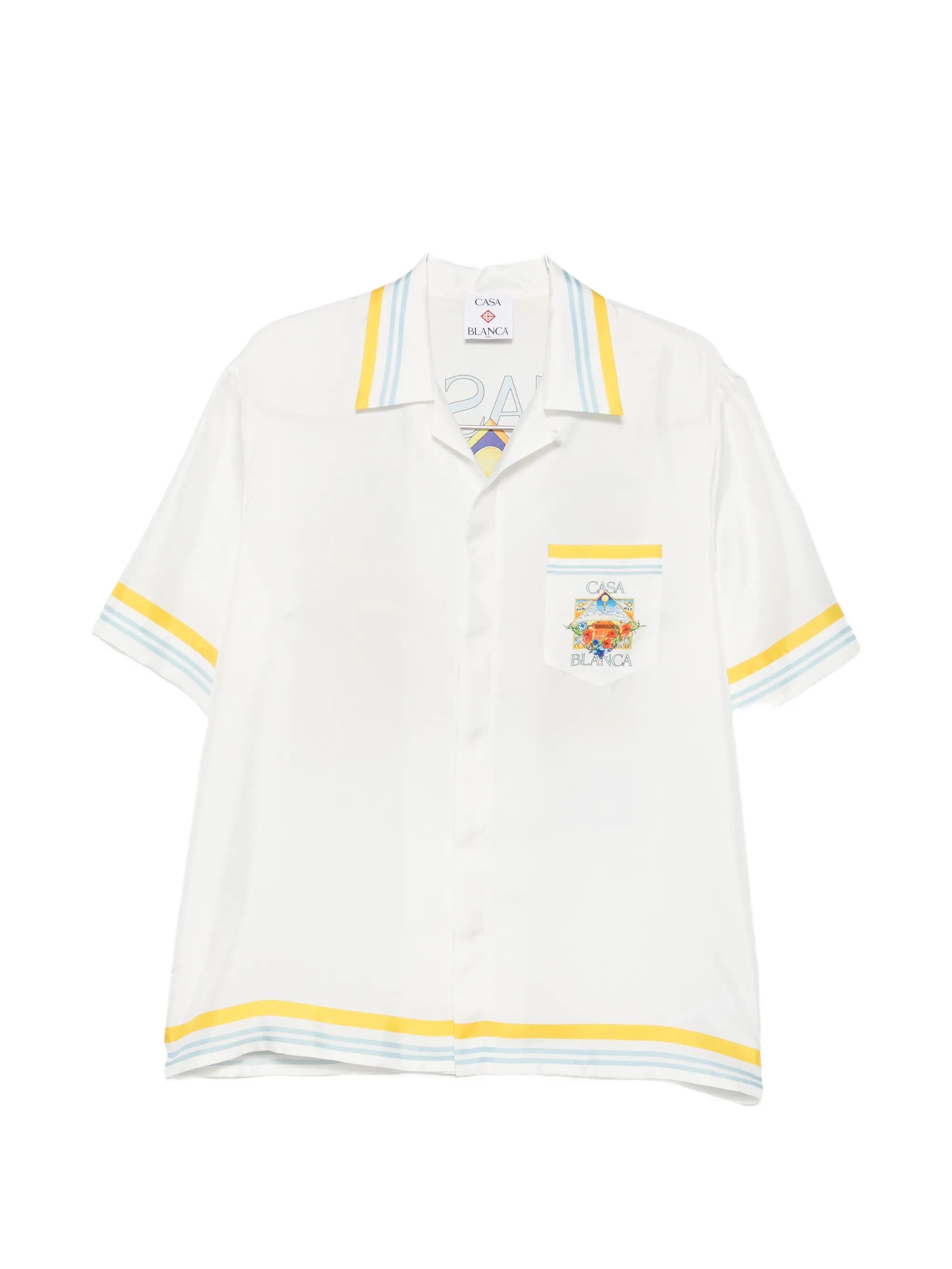 tennis-landscape striped silk shirt
