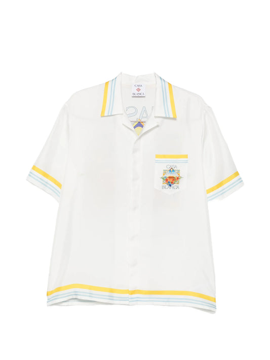 tennis-landscape striped silk shirt