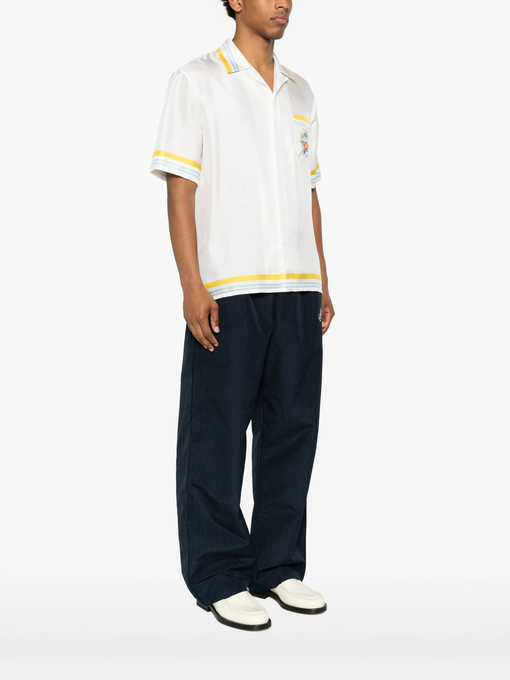 tennis-landscape striped silk shirt