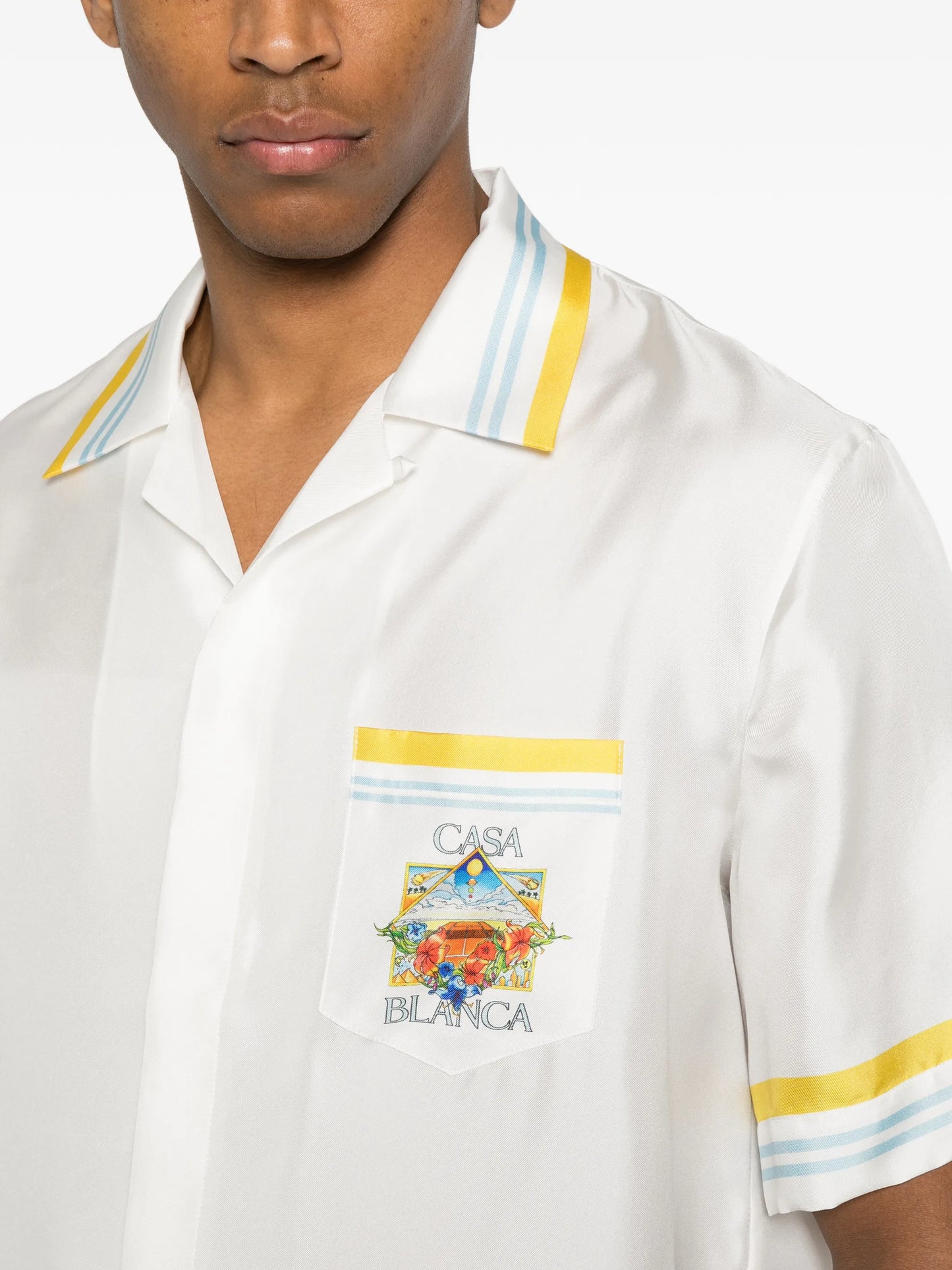 tennis-landscape striped silk shirt