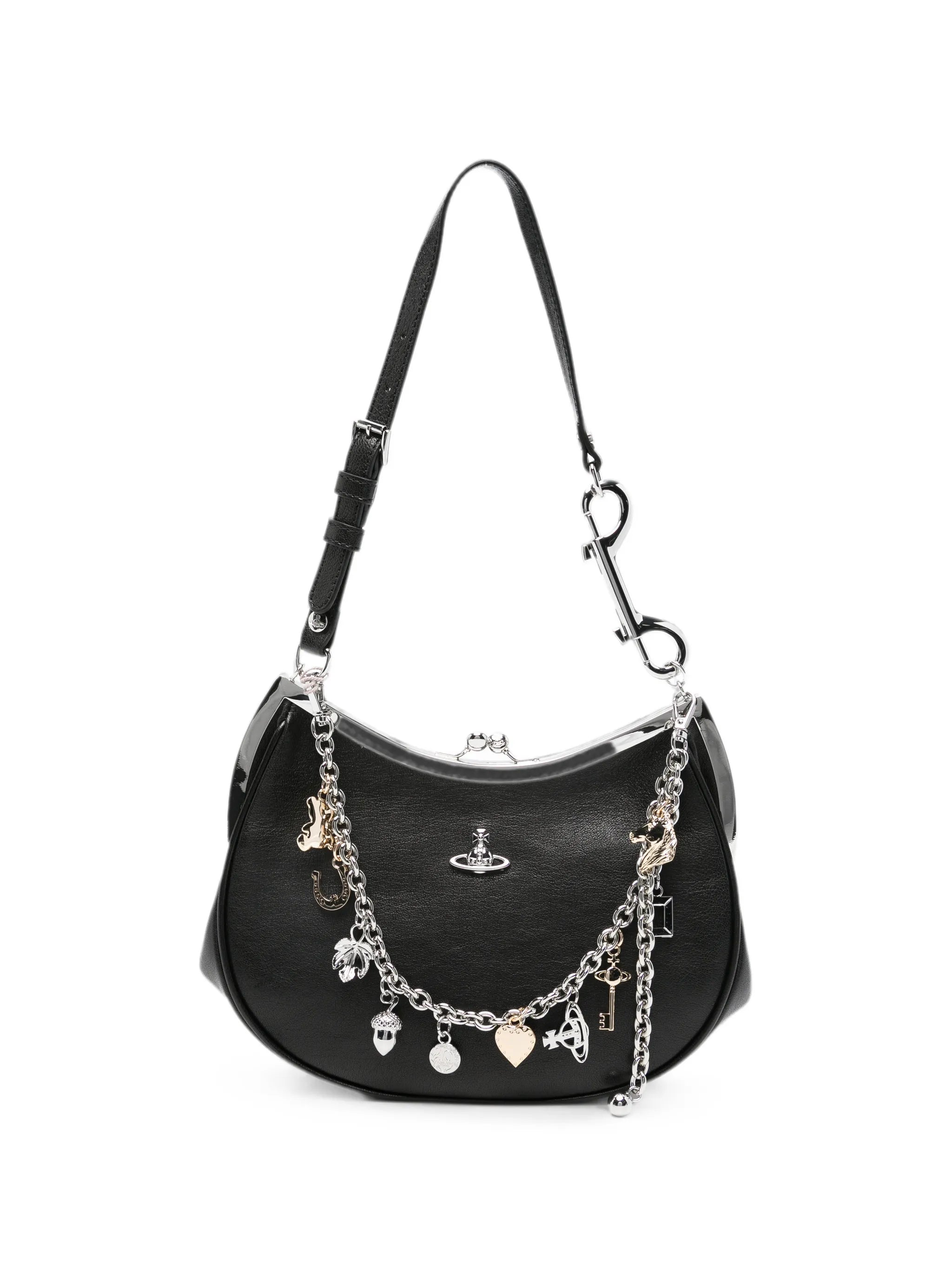charm-embellished leather shoulder bag