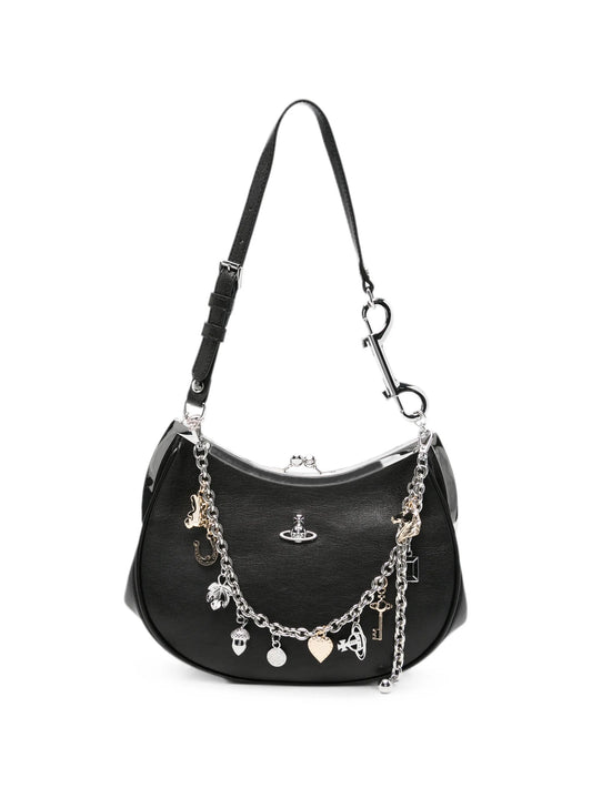 charm-embellished leather shoulder bag