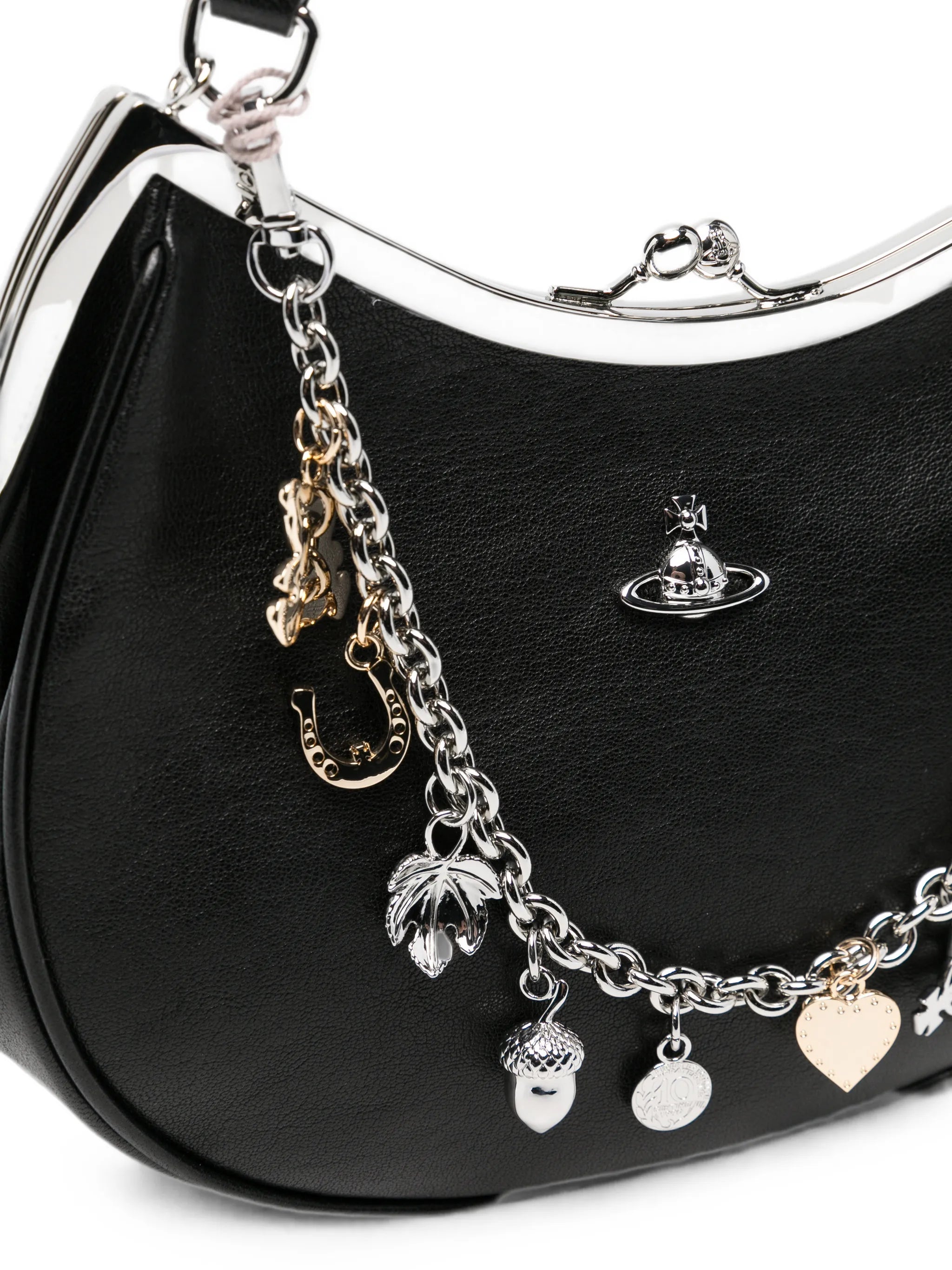 charm-embellished leather shoulder bag
