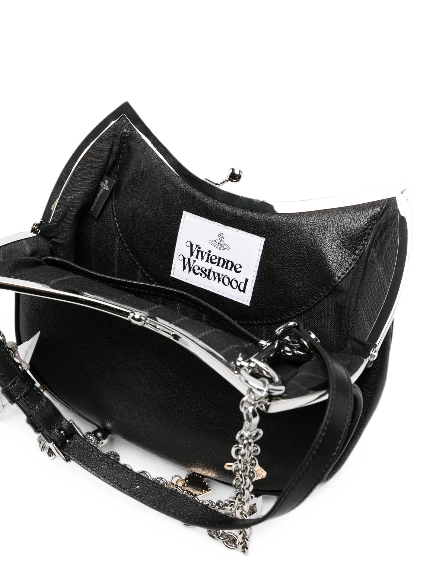 charm-embellished leather shoulder bag