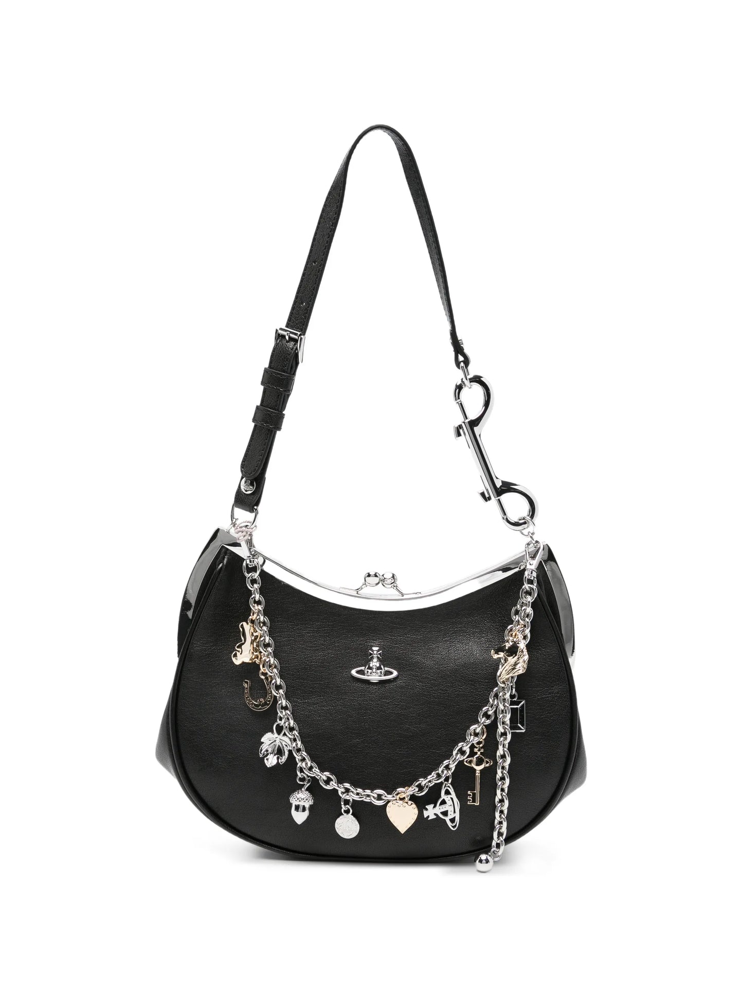 charm-embellished leather shoulder bag