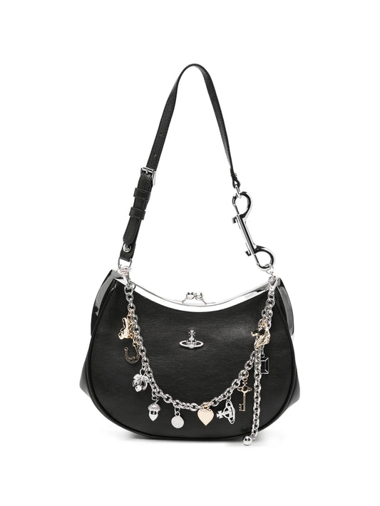 charm-embellished leather shoulder bag